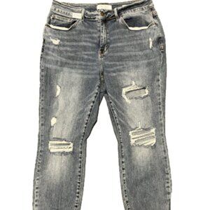 Judy Blue 18w Hi-rise distressed slim fit 5 pocket design Button-Fly close Jeans